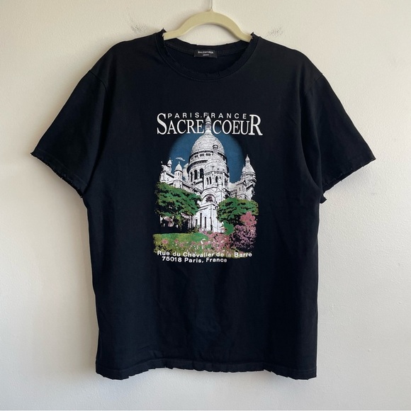 Balenciaga Notre Dame Sacre Coeur t shirt unisex graphic tee large Paris France - Picture 1 of 15